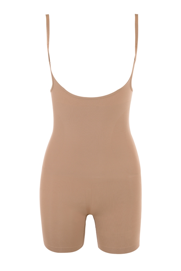 skulpterande bodysuit för mitten av låret cafe au lait