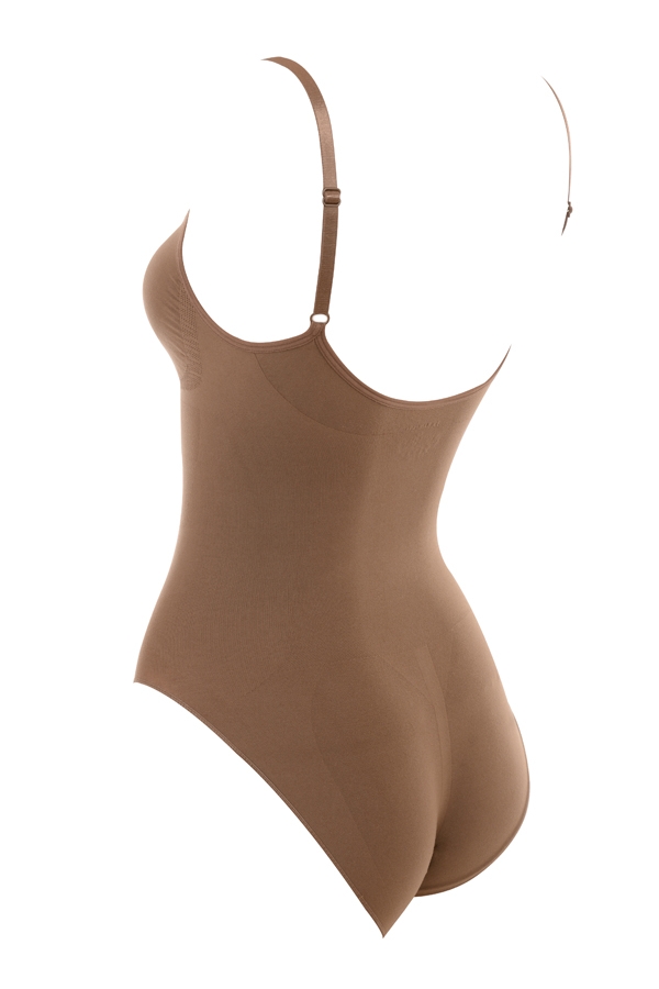 skulpterande hel brief bodysuit mocha