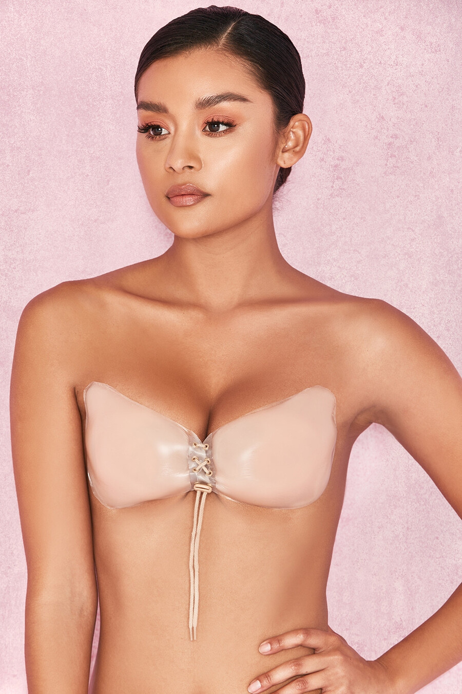 osynlig bh i silikon med push up-funktion - beige