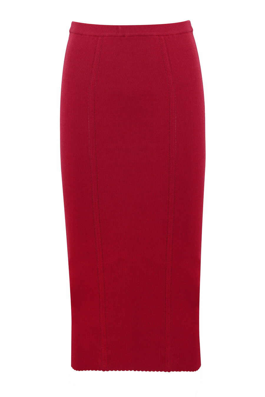röd stickad midikjol med bodycon-motiv