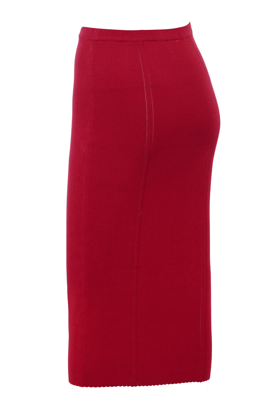 röd stickad midikjol med bodycon-motiv