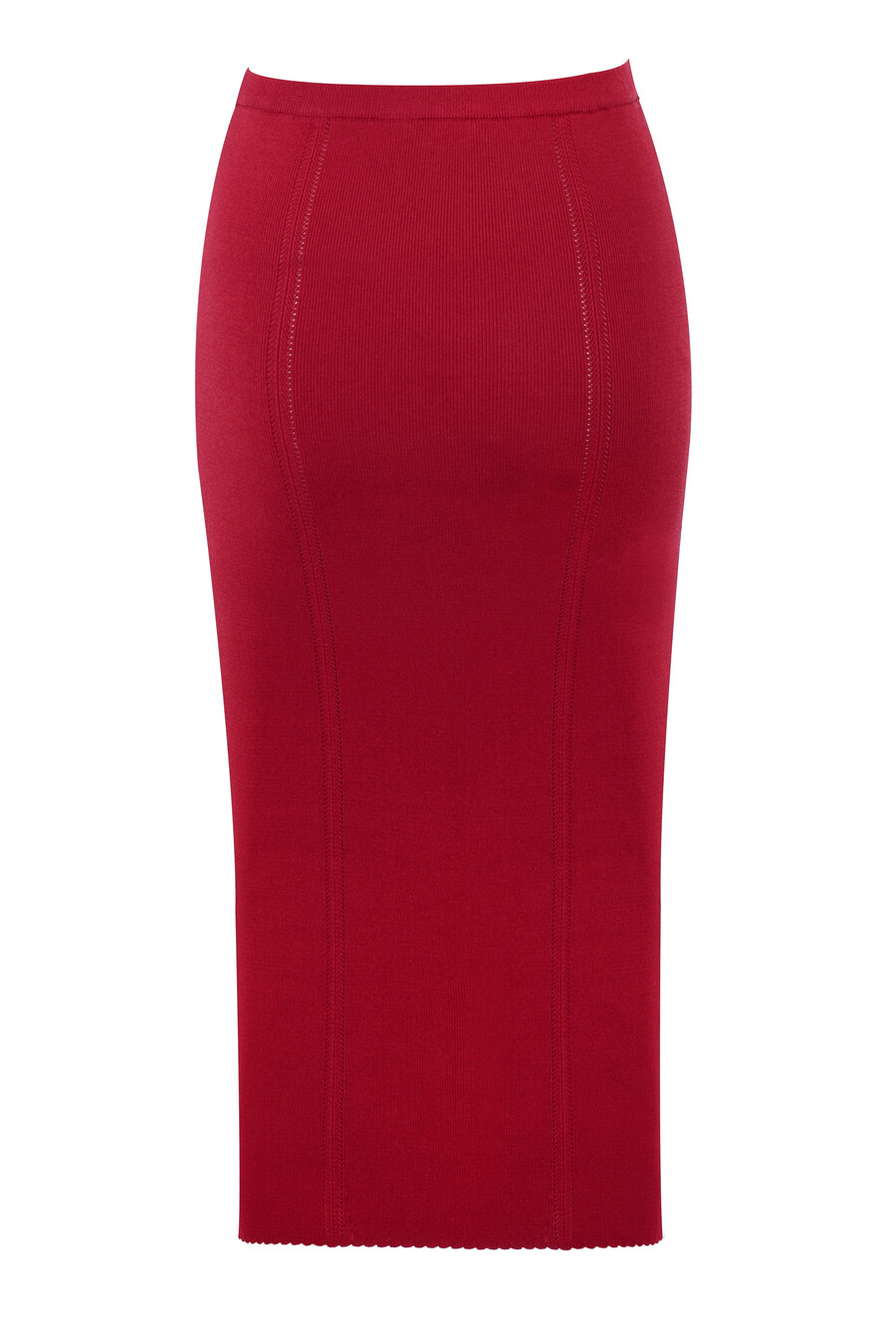 röd stickad midikjol med bodycon-motiv