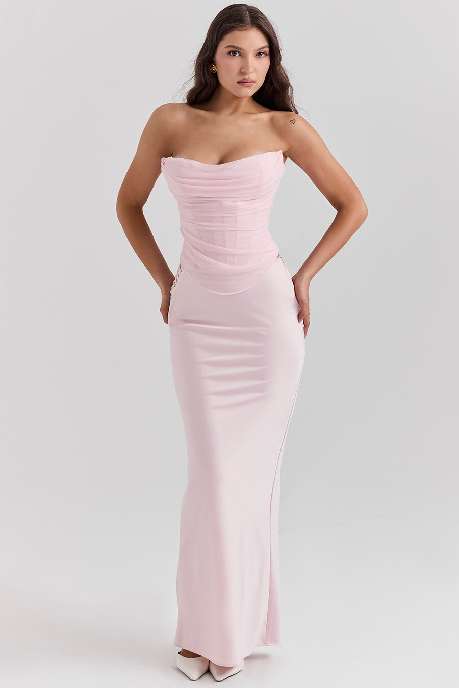 ballerina rosa satin maxikjol