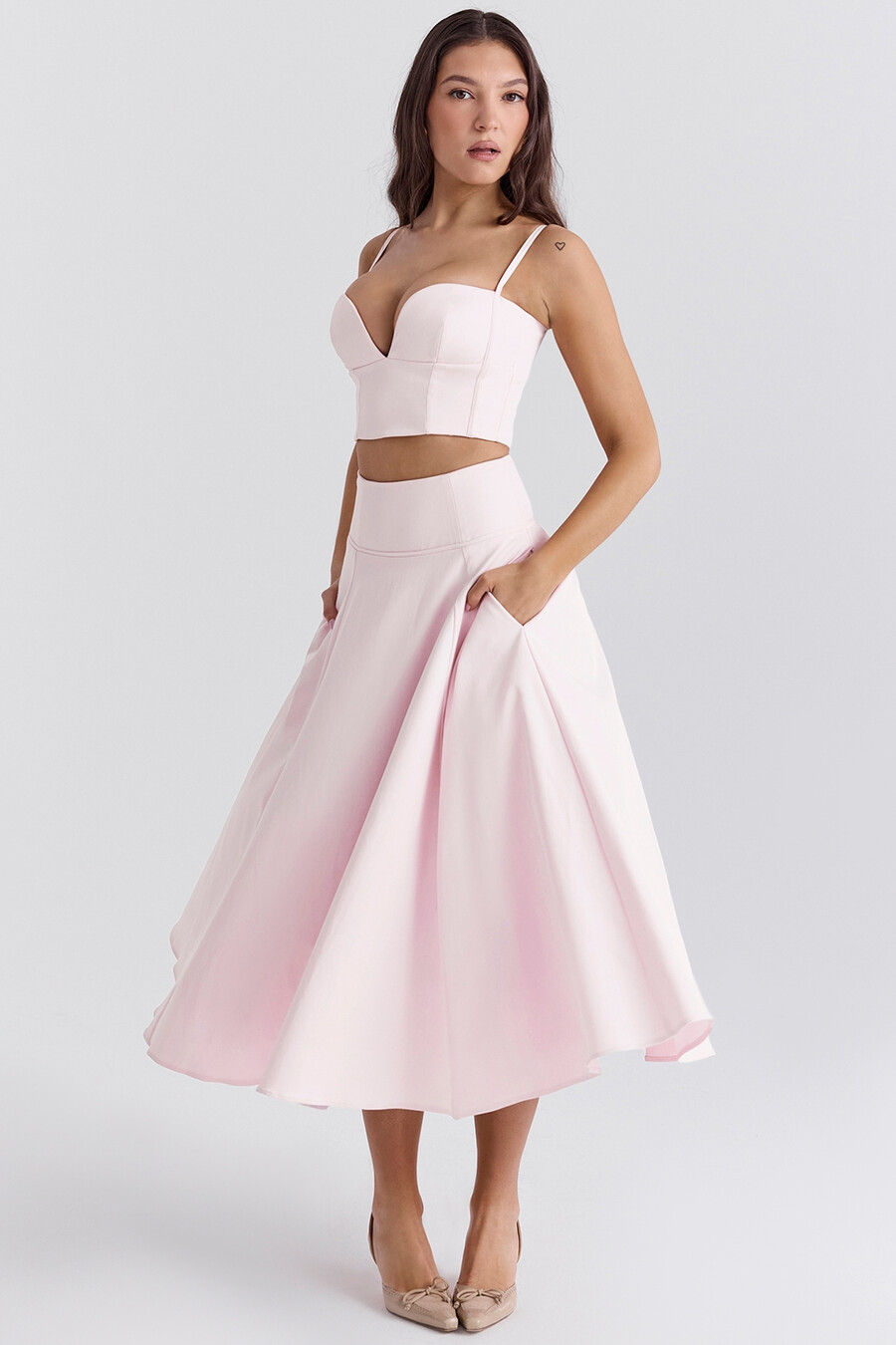 ballerina rosa a-linjeformad midikjol
