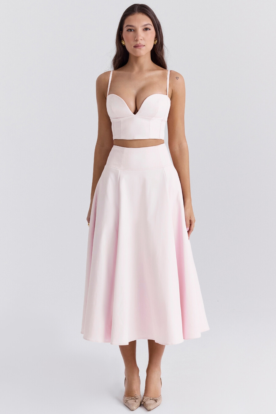 ballerina rosa a-linjeformad midikjol