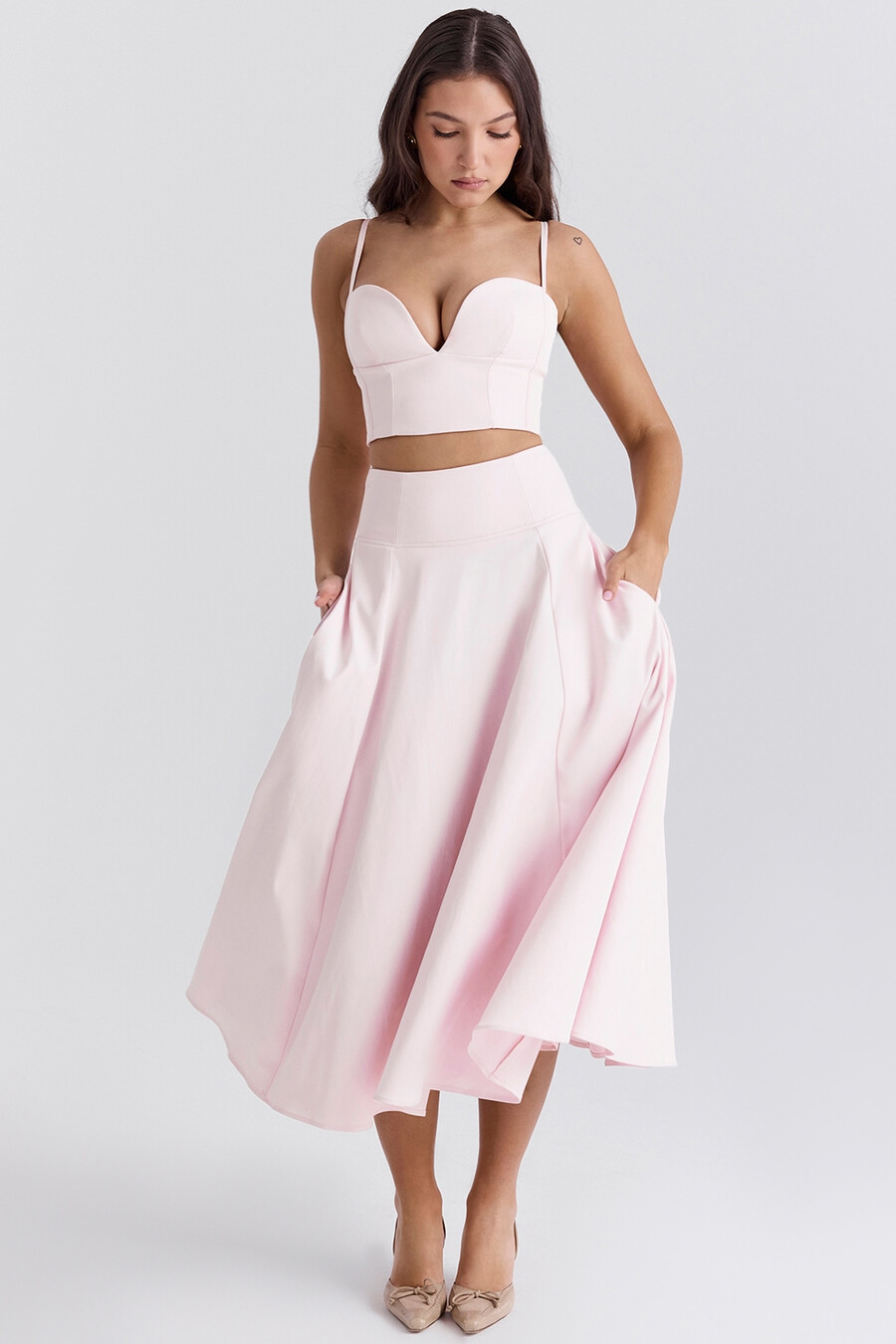 ballerina rosa a-linjeformad midikjol