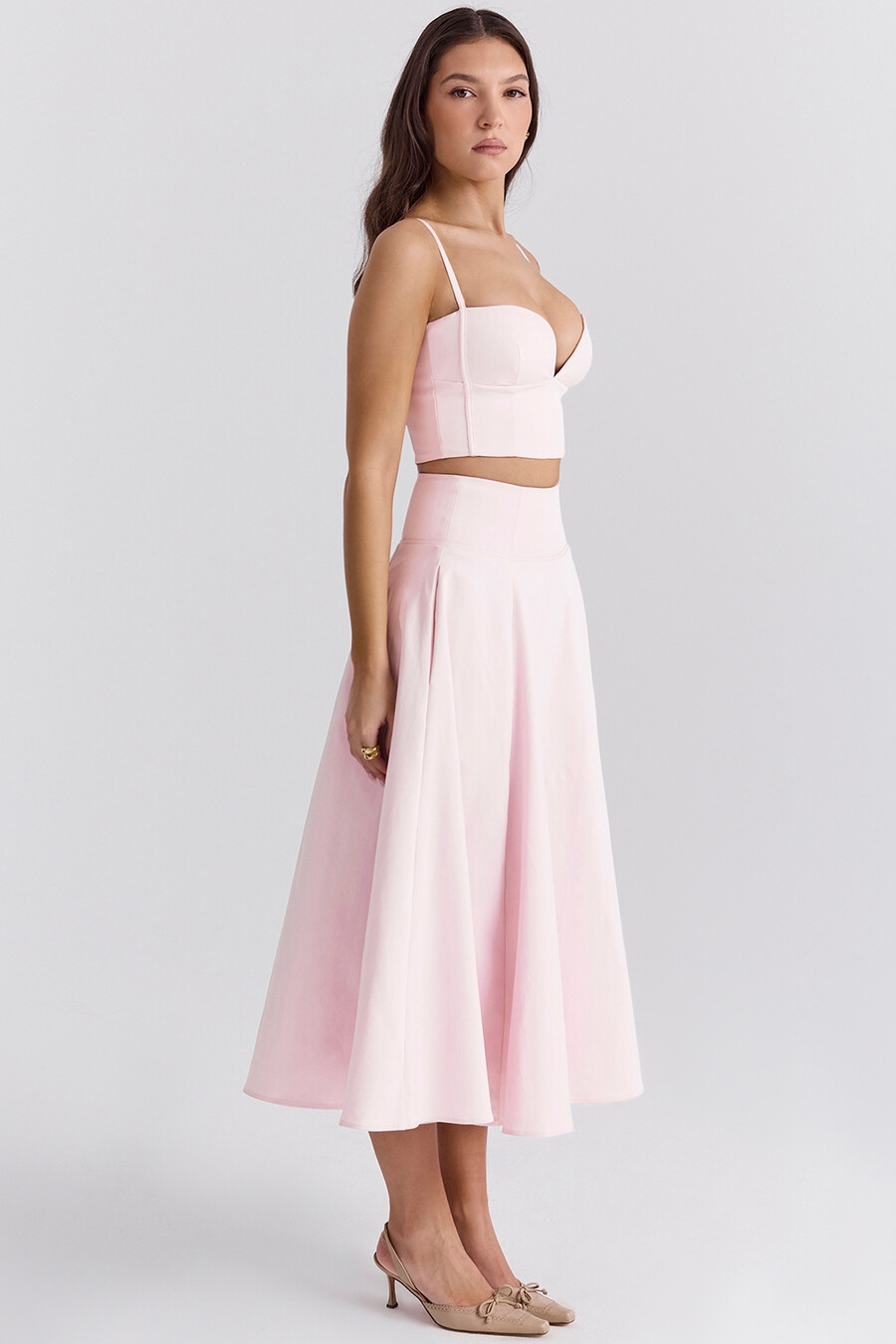 ballerina rosa a-linjeformad midikjol
