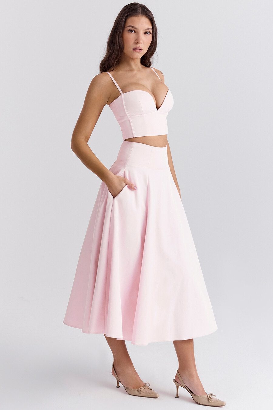 ballerina rosa a-linjeformad midikjol