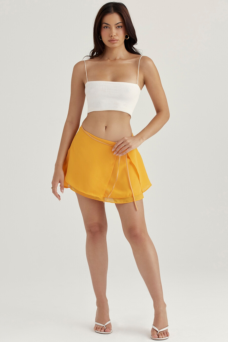 tangerine böljande layered minikjol