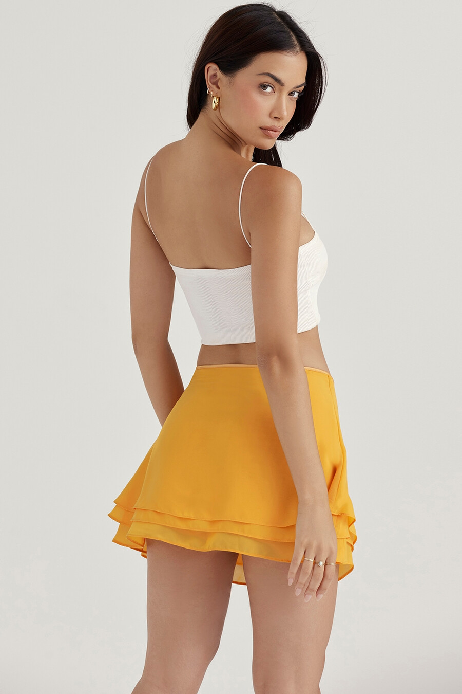 tangerine böljande layered minikjol