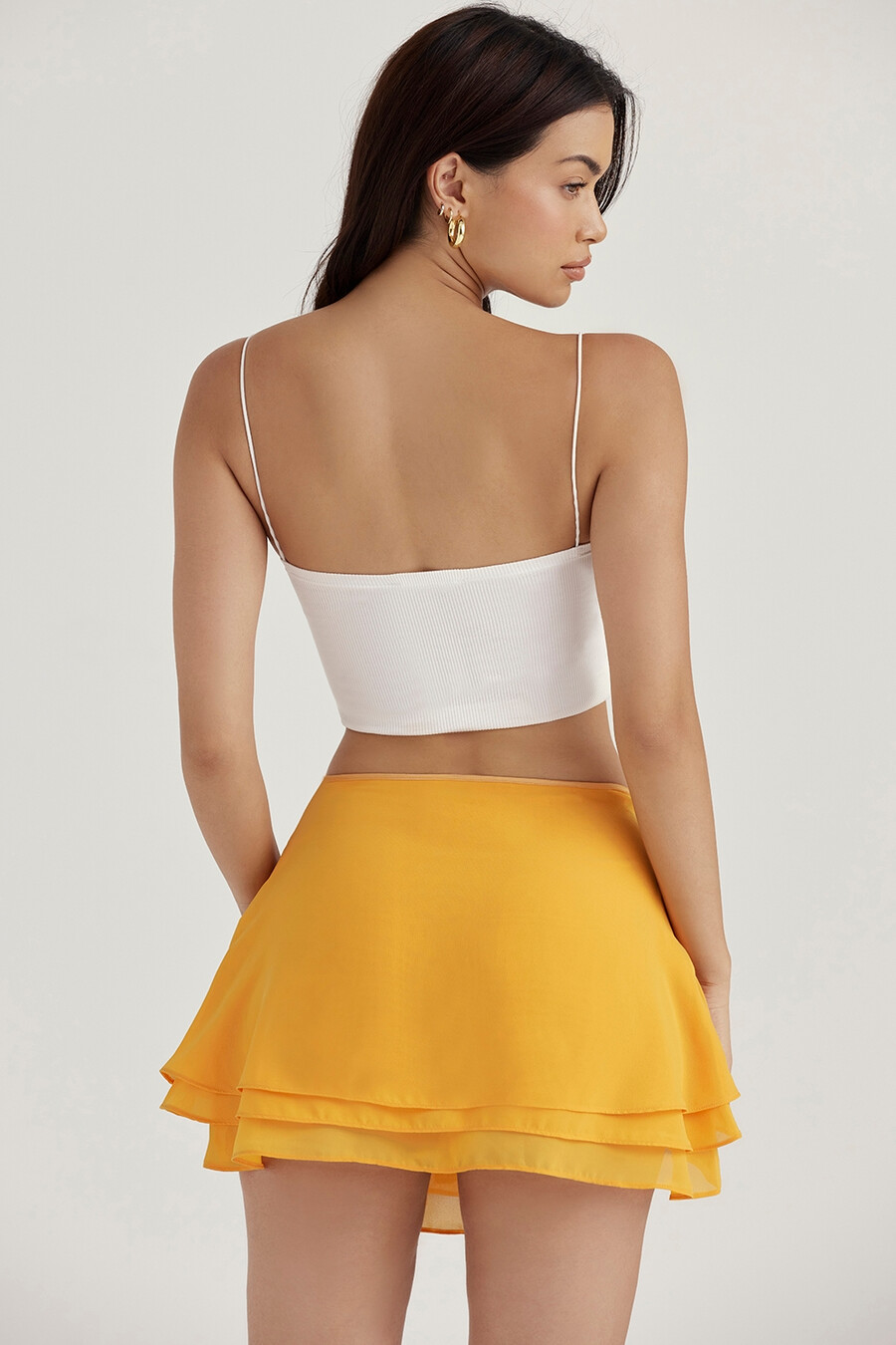 tangerine böljande layered minikjol