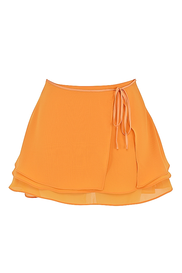 tangerine böljande layered minikjol