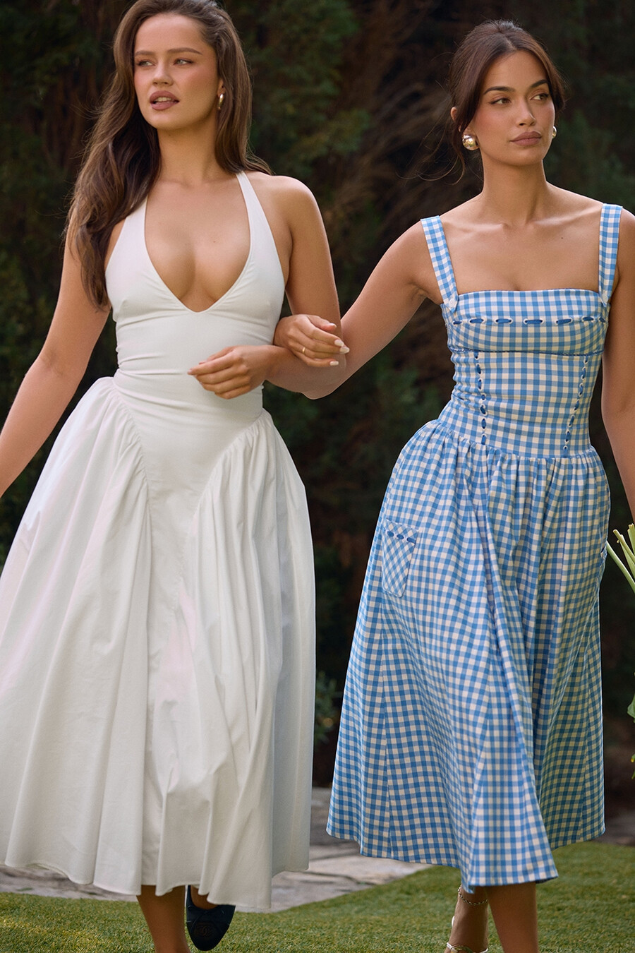 regatta blå gingham midi-summerklänning