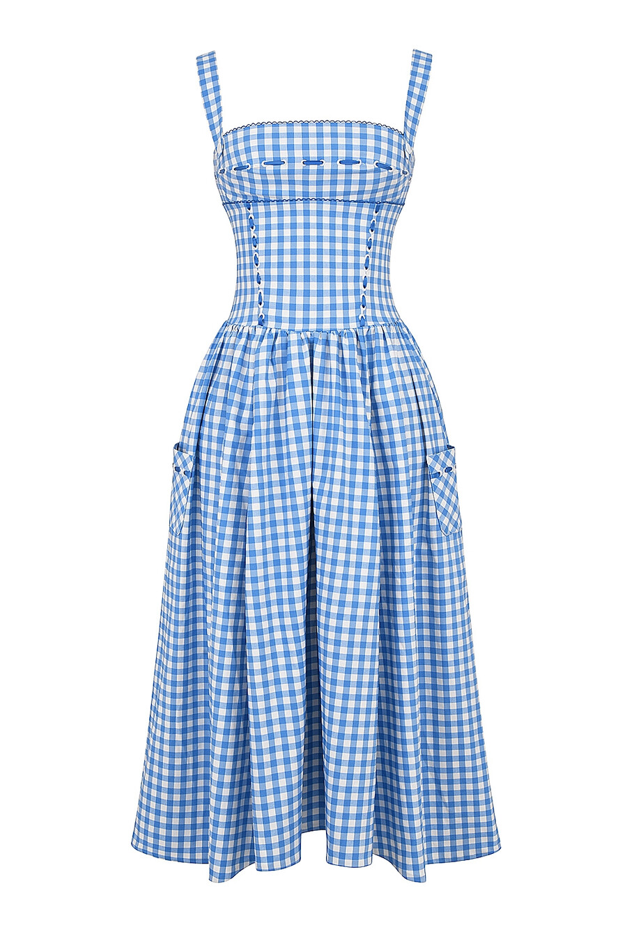 regatta blå gingham midi-summerklänning