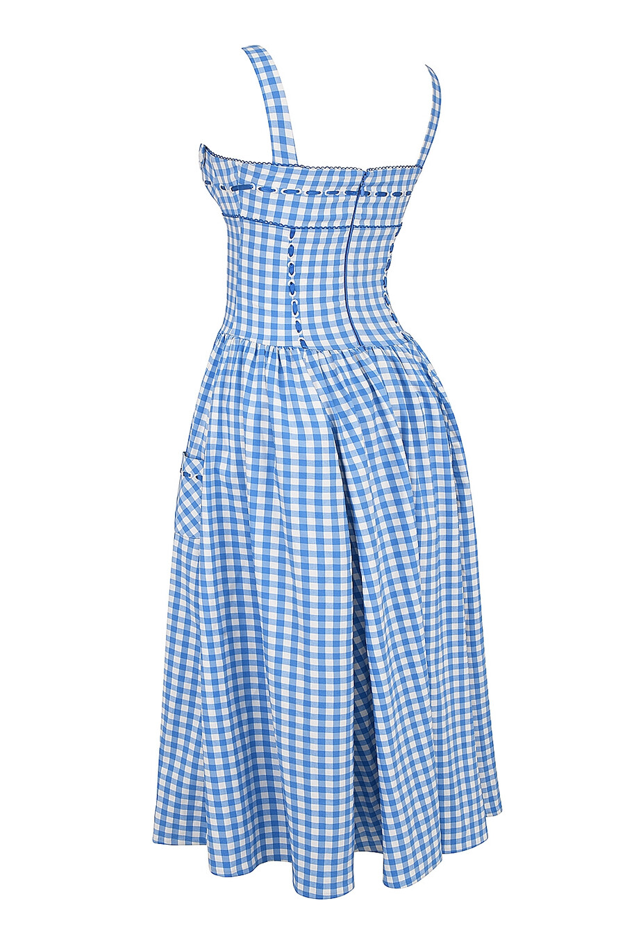 regatta blå gingham midi-summerklänning