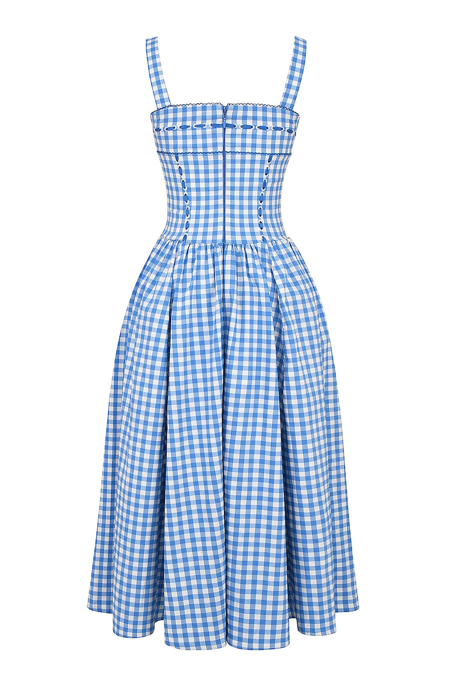 regatta blå gingham midi-summerklänning