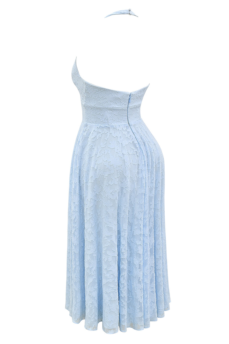 bluebell blommig jacquard halter midiklänning