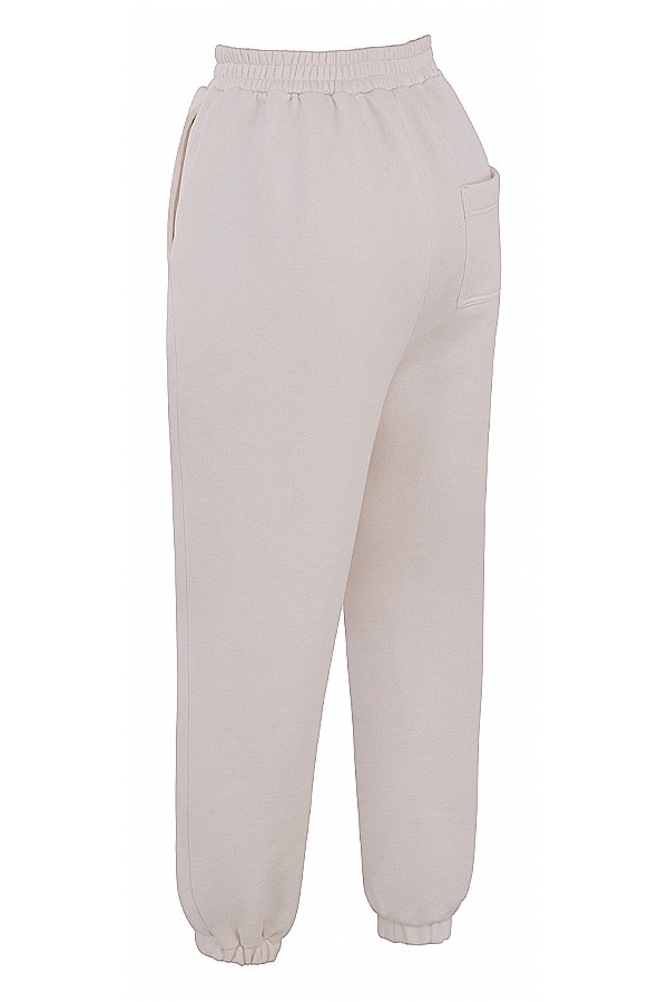 off white fleece joggingbyxor med rygg
