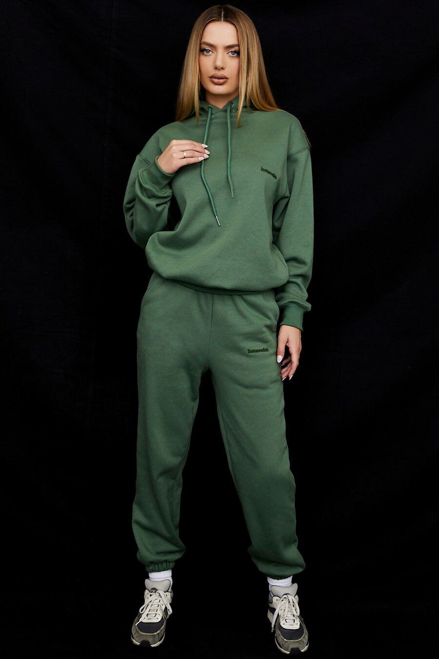 moss fleece joggingbyxor med rygg
