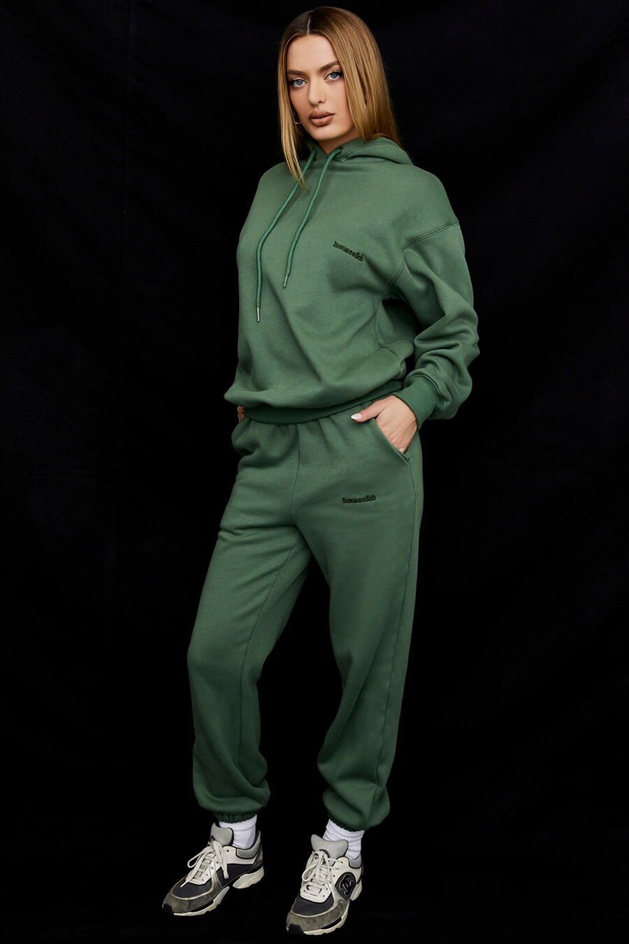 moss fleece joggingbyxor med rygg