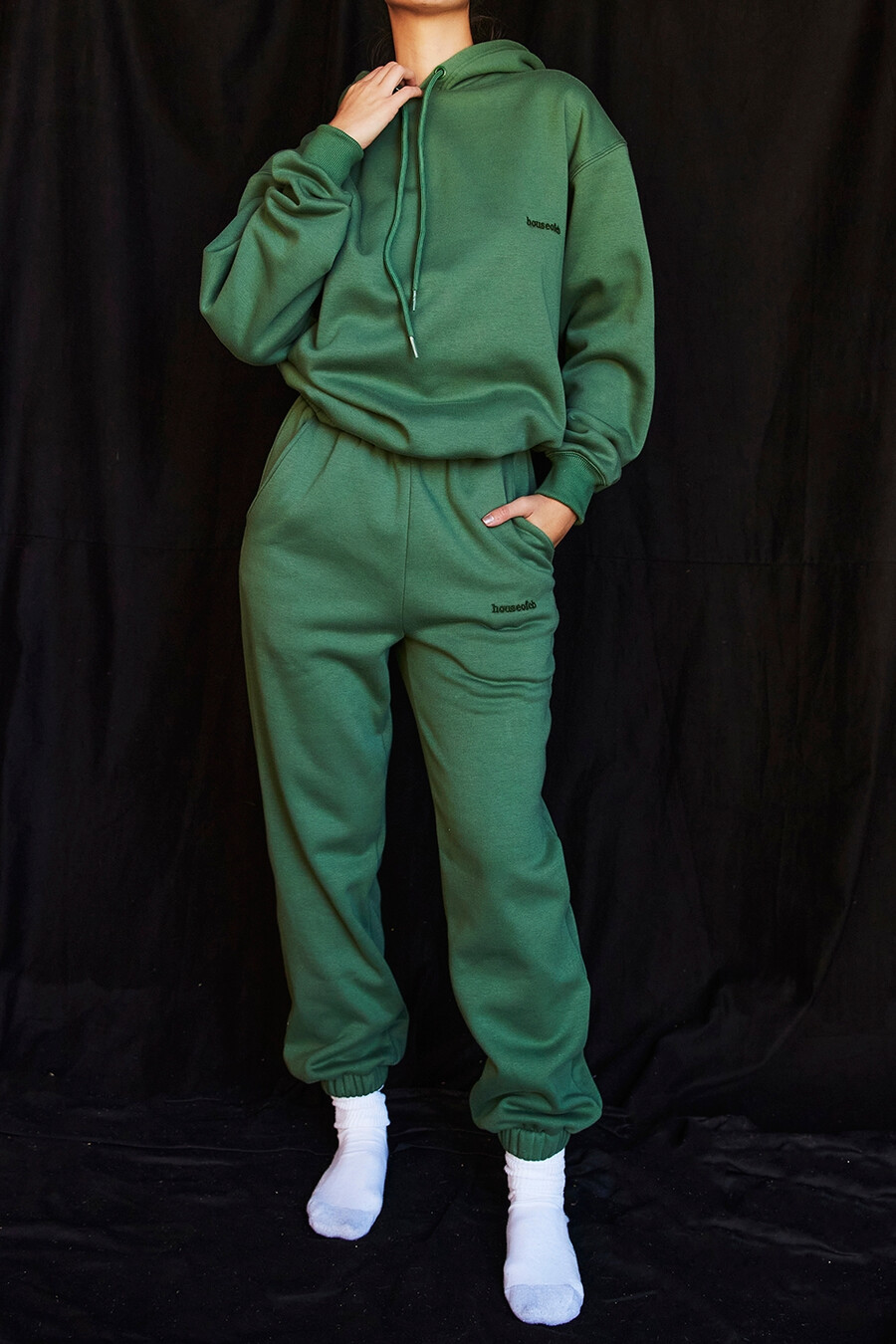 moss fleece joggingbyxor med rygg