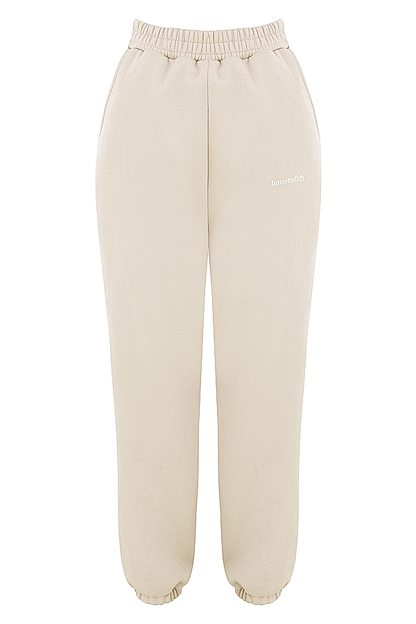 joggingbyxor med havregrynsmönster och fleece baktill