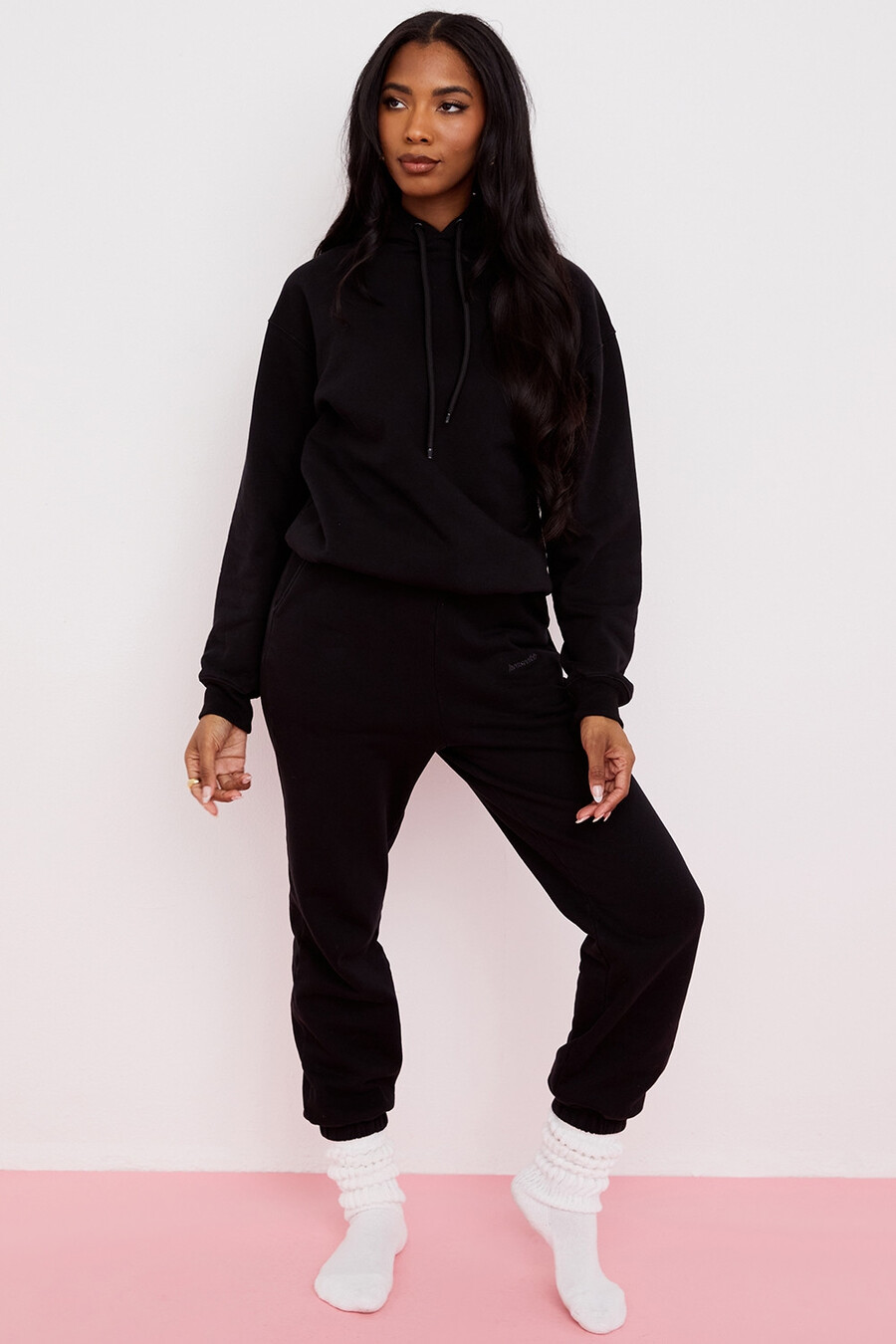 bläckfärgade joggingbyxor med fleece baktill