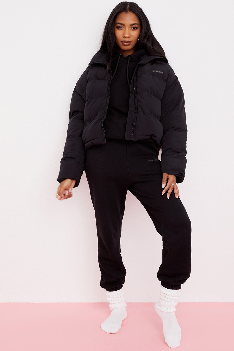 bläckfärgade joggingbyxor med fleece baktill