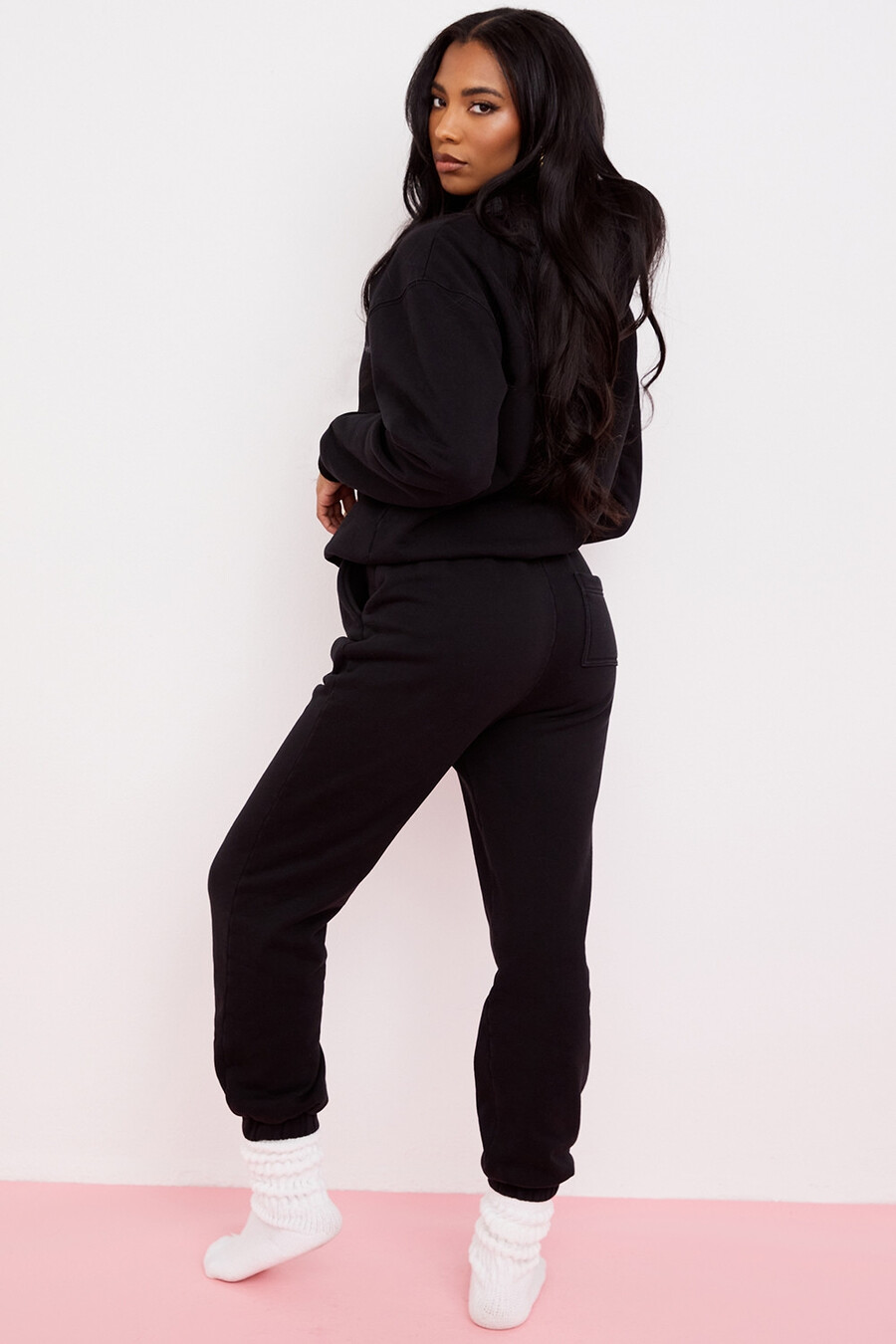 bläckfärgade joggingbyxor med fleece baktill