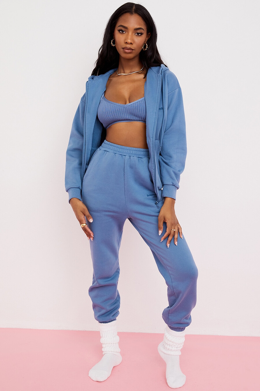azure fleece joggingbyxor med rygg