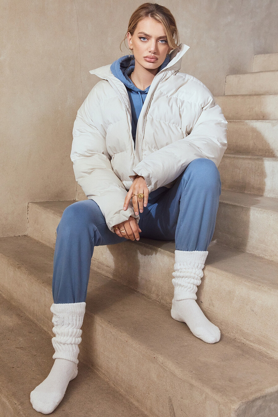 azure fleece joggingbyxor med rygg