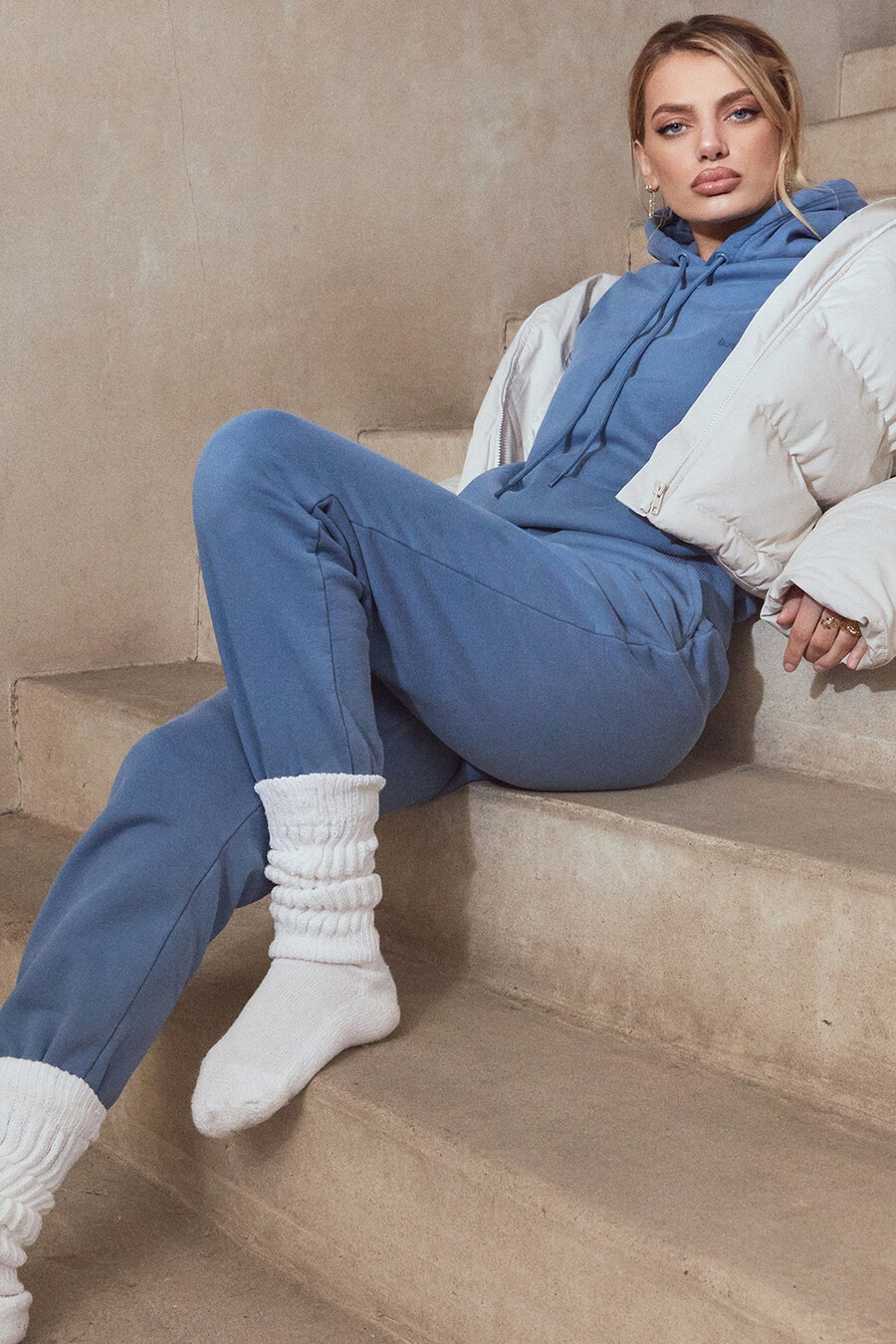 azure fleece joggingbyxor med rygg