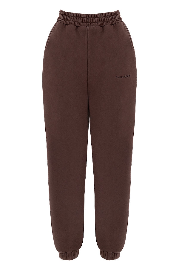 chokladfärgade joggingbyxor med fleece baktill