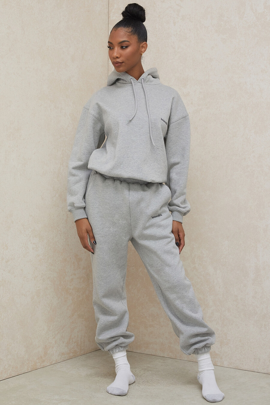 grå joggingbyxor med fleece baktill