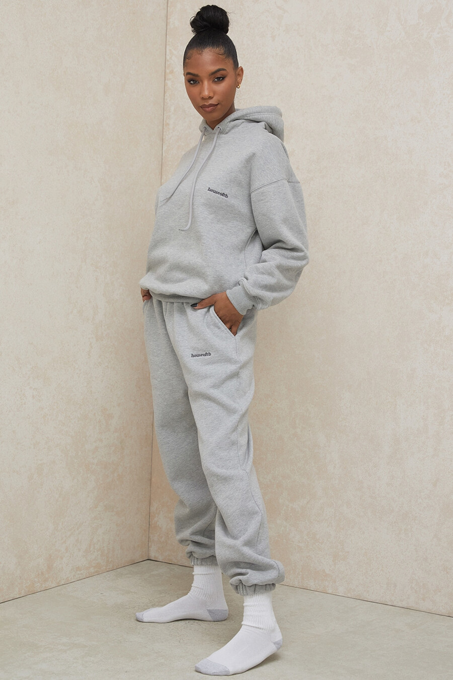 grå joggingbyxor med fleece baktill