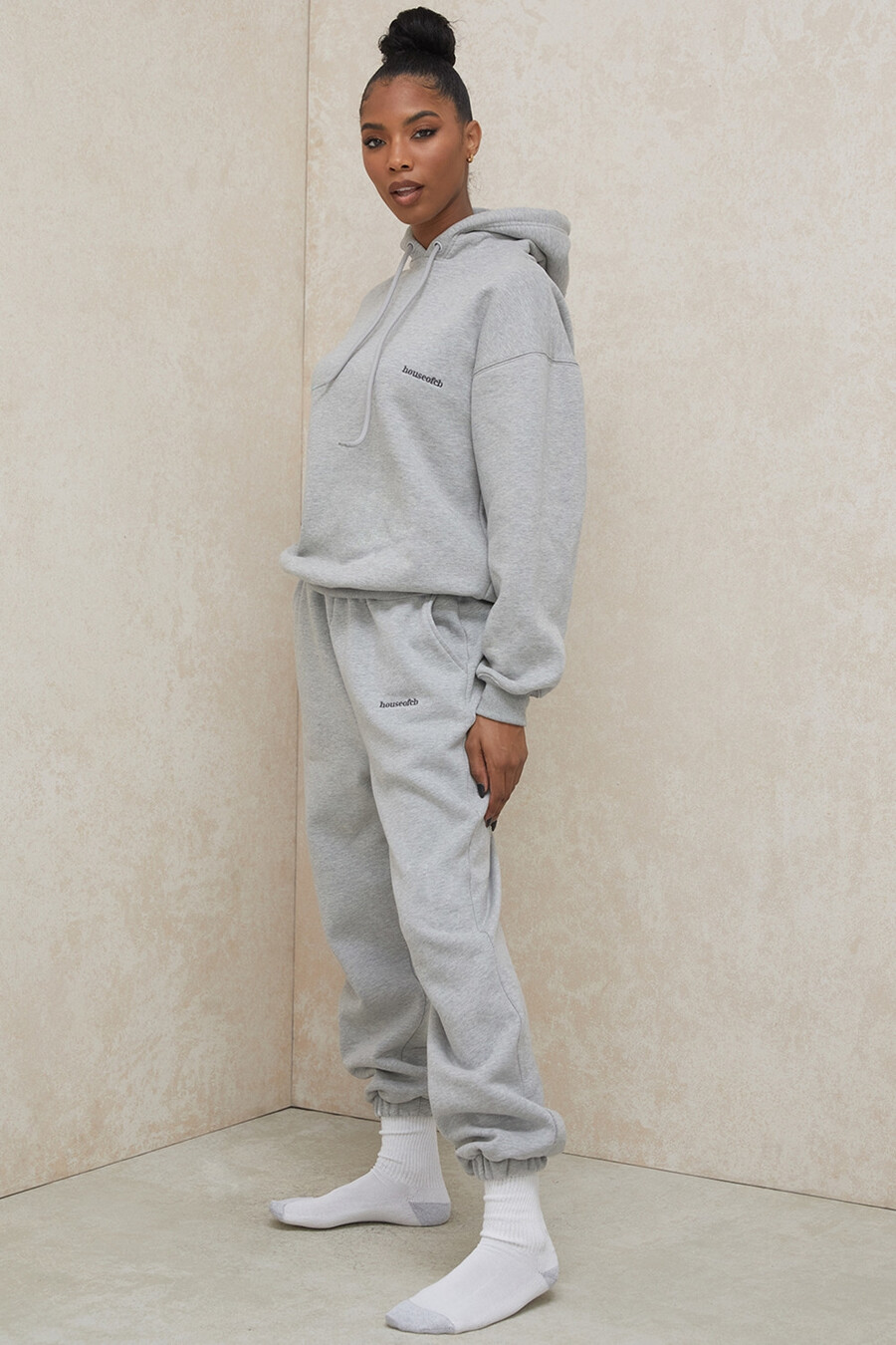 grå joggingbyxor med fleece baktill