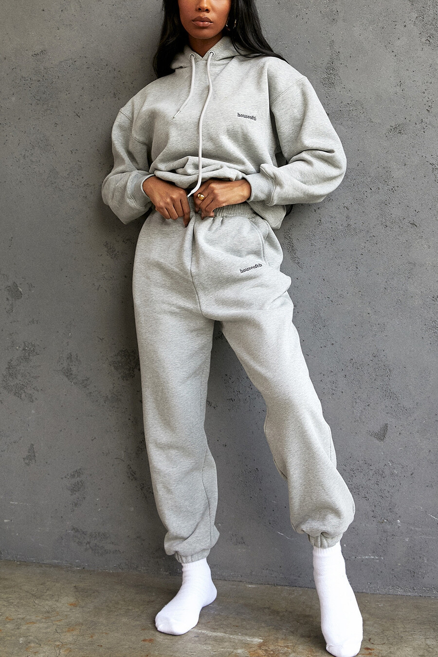 grå joggingbyxor med fleece baktill