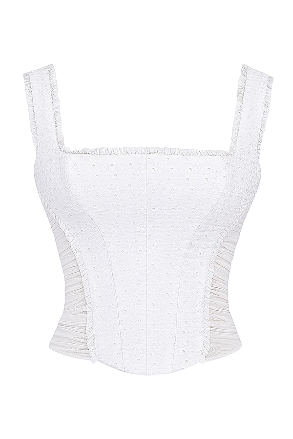 vit broderad anglais-korsett