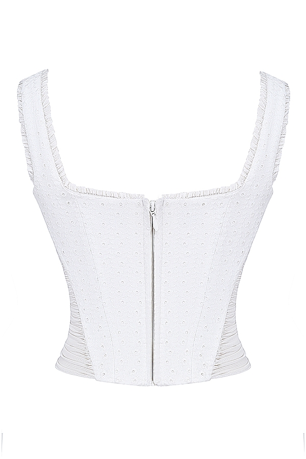 vit broderad anglais-korsett