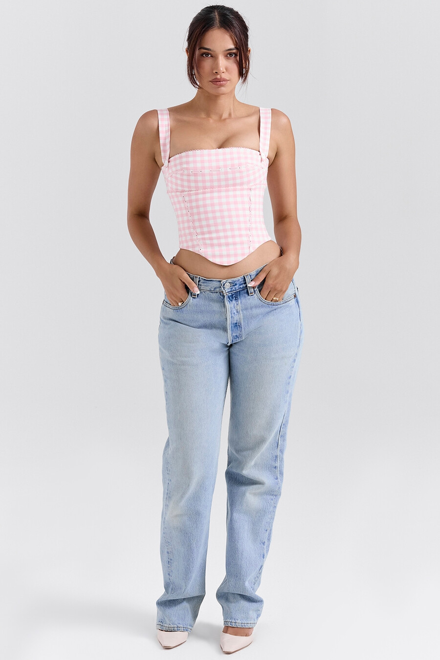 jordgubbs-småkaka gingham-korsett