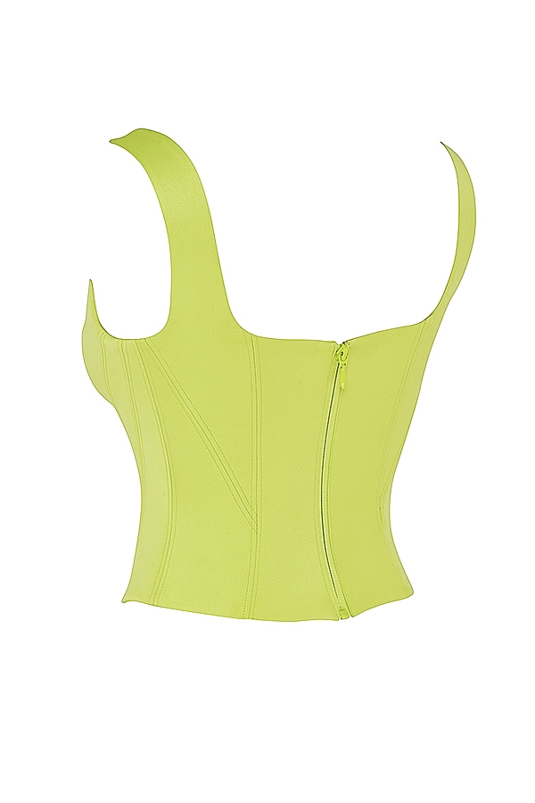 limefärgad satin longline korsett