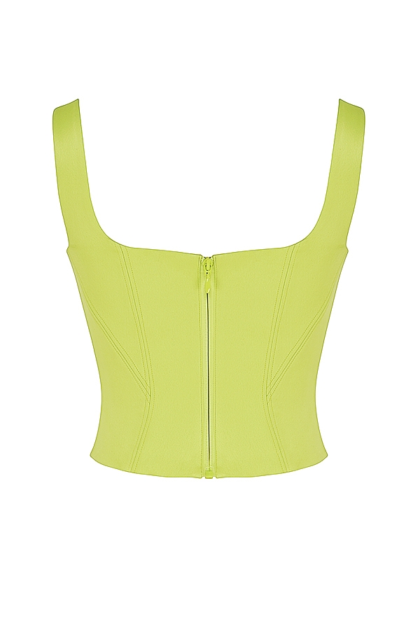 limefärgad satin longline korsett