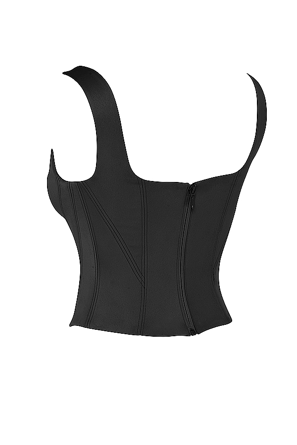 svart satin longline korsett