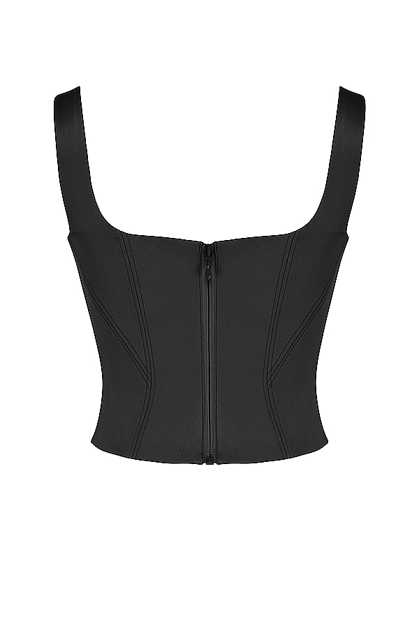 svart satin longline korsett