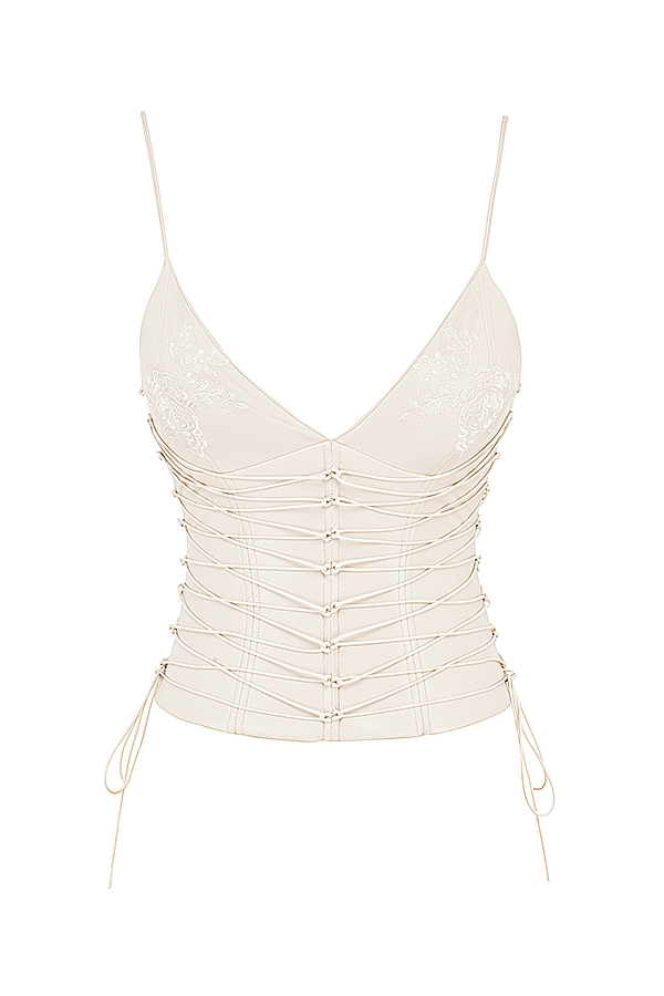 off white vegan läderkorsett
