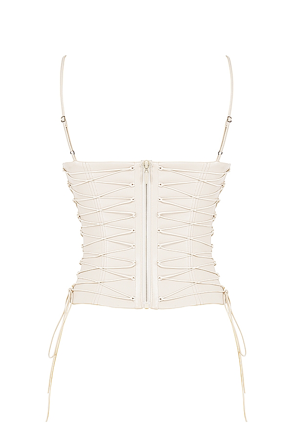 off white vegan läderkorsett