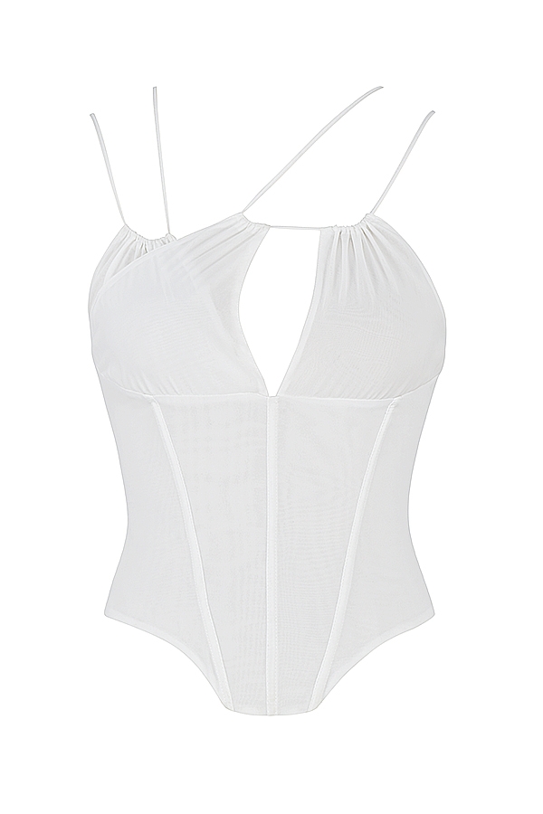 vit chiffong korsett med strappy-motiv