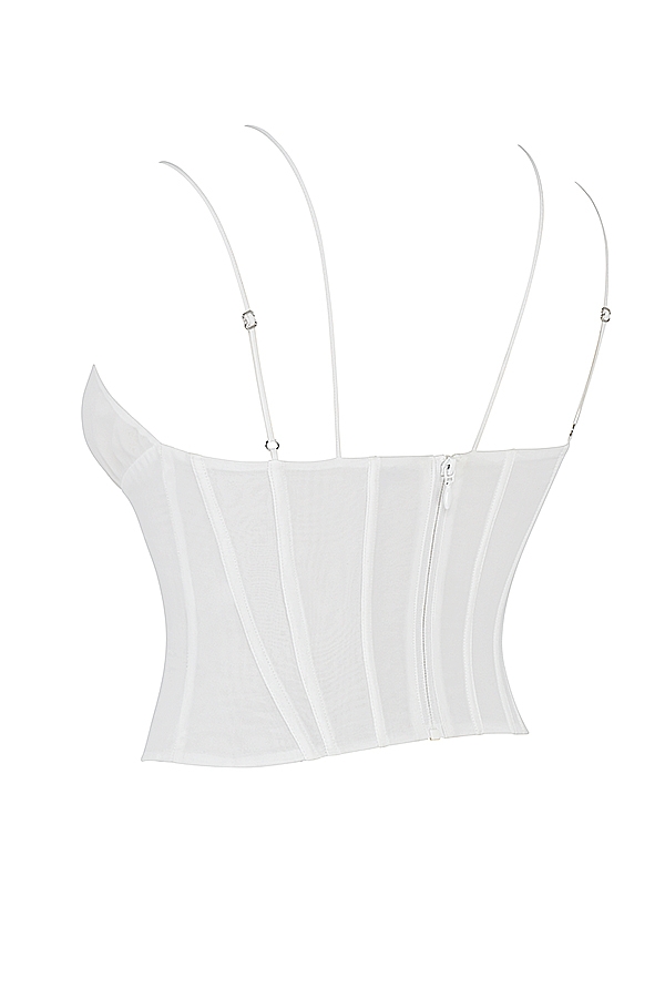 vit chiffong korsett med strappy-motiv