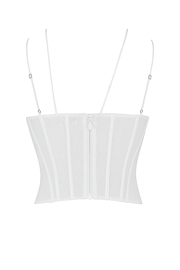 vit chiffong korsett med strappy-motiv