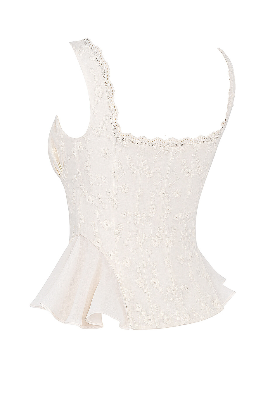 vintage cream cotton broderie anglais peplum top